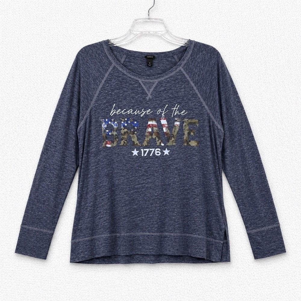 J.Crew Womens Heather Navy Blue Brave 1776 Patriotic Raglan Sweatshirt Size M